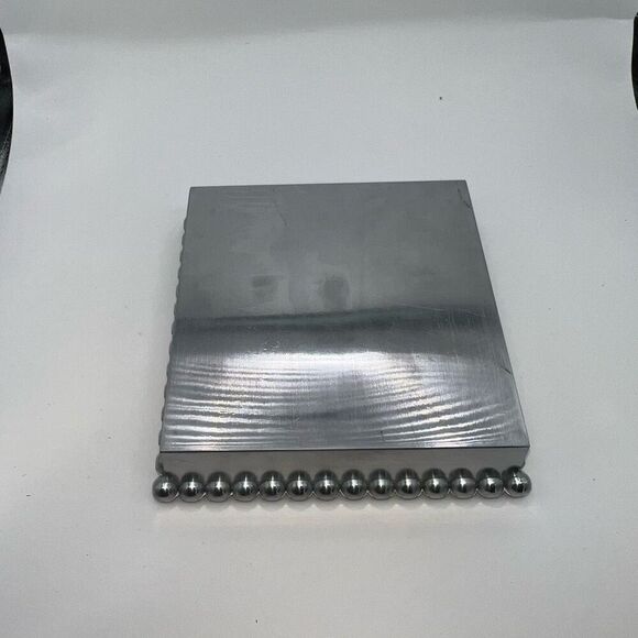 Pewter Beaded Napkin Box With Fleur De Lis Napkins Collectable Decor Serving - Picture 5 of 6